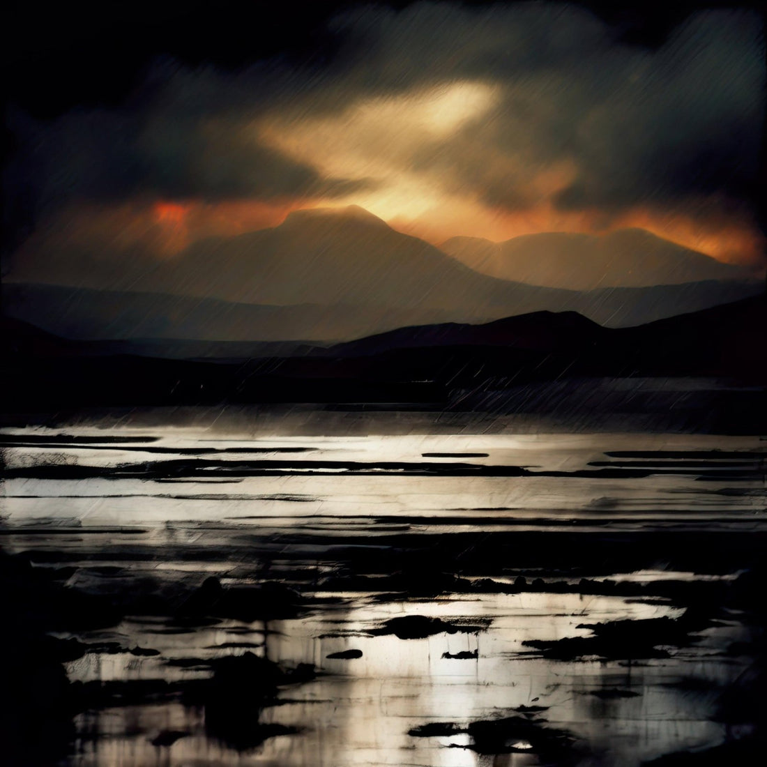 A Skye Storm Brews Painting Fine Art Prints | An Artwork from Scotland by Scottish Artist Hunter