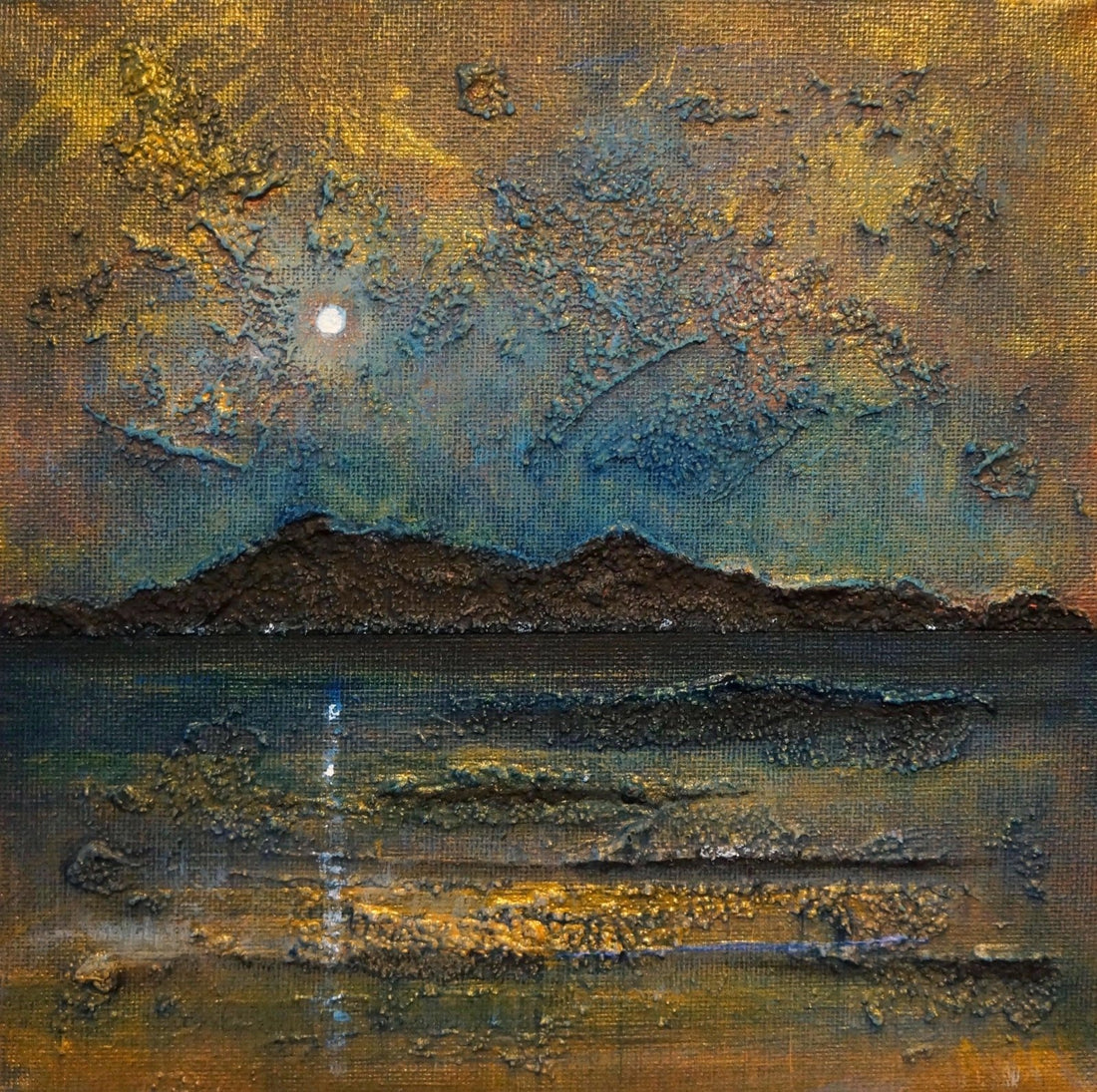 Arran Moonlight Painting Fine Art Prints | An Artwork from Scotland by Scottish Artist Hunter
