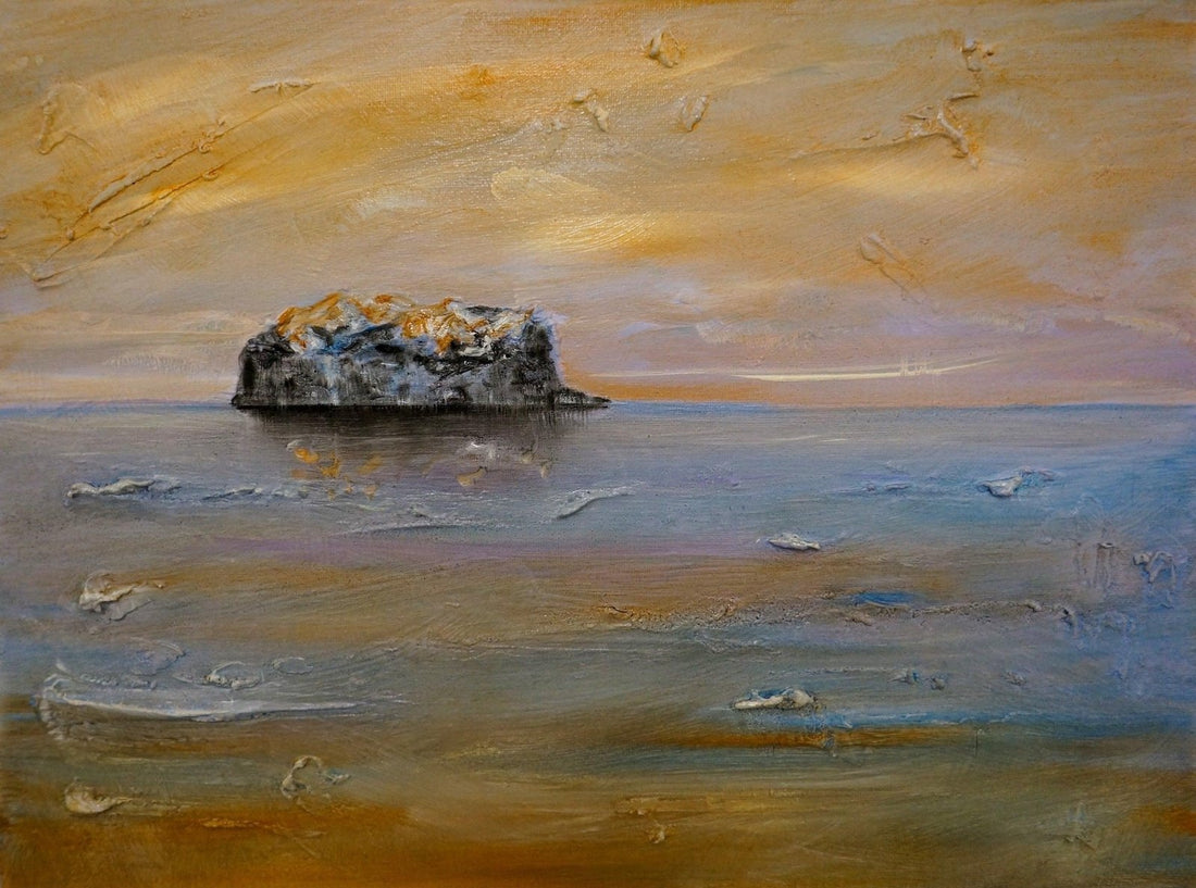 Bass Rock Dawn Painting Fine Art Prints | An Artwork from Scotland by Scottish Artist Hunter