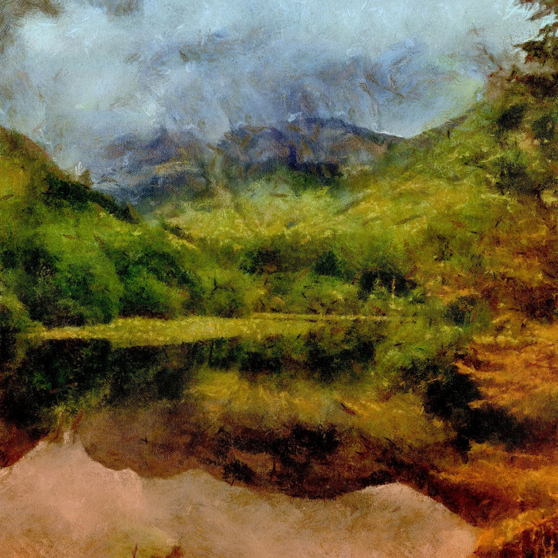 Bidean Nam Bian From The Torren Lochan Glencoe Painting Fine Art Prints | An Artwork from Scotland by Scottish Artist Hunter