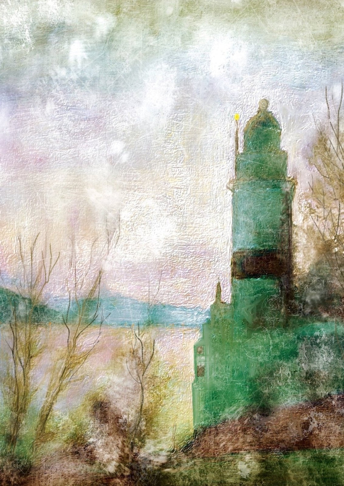 Cloch Lighthouse Mist Painting Fine Art Prints