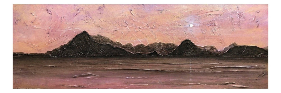 Cuillin Skye Moonset Scotland Panoramic Fine Art Prints | An Artwork from Scotland by Scottish Artist Hunter