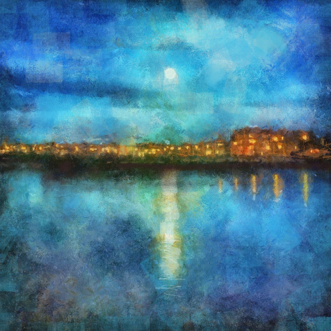 Portobello Moonlight Painting Fine Art Prints | An Artwork from Scotland by Scottish Artist Hunter